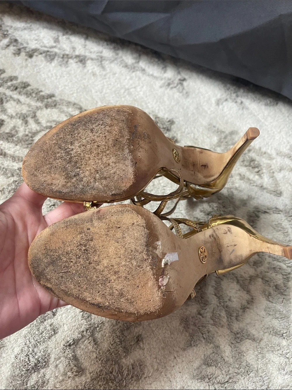 Tory Burch Gold Strappy High-Heel Sandals size 7 women
